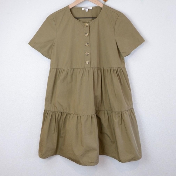 MADEWELL Tunic Olive Green Dress Lagenlook OVERSIZED Small - Picture 3 of 9